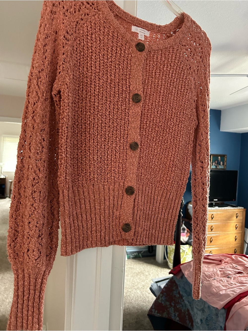 LC Lauren Conrad Dusty Rose Button-Front Knit Cardigan